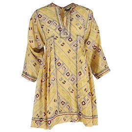 Vestido Min Impreso Thurman Isabel Marant en Seda Amarilla