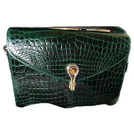 Borsa Gucci in pelle di coccodrillo verde scuro