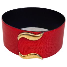 Cinturón Genny rojo vintage de los 80 efecto piel