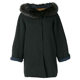 Autre Marque Manteau en laine bleue et fourrure de renard A.N.G.E.L.O. Vintage Cult
