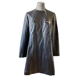 Cappotto Dior in pelle nero taglio trapezoidale