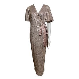 Jenny Packham Abito maxi avvolgente con paillettes dorate