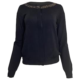 Saint Laurent gesicherter Knopf-Cardigan aus schwarzer Wolle