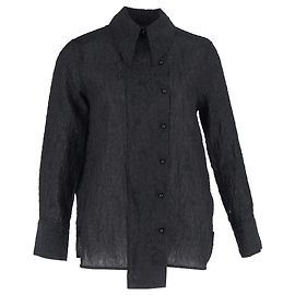 Camisa de pliegue ancho de jacquard Ganni en poliéster negro