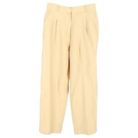 Pantalones de pierna ancha de algodón amarillo Sandro Paris