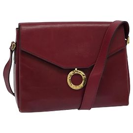 Céline Borsa a Spalla CELINE in Pelle Rosso Vino Oro Auth 113068