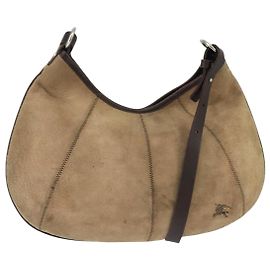 Borsa a spalla Burberry Blue Label in suede marrone argento autentica bs20013