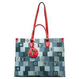 Borsa tote On the Go GM in denim Monogram Louis Vuitton