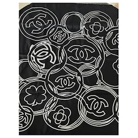 Chanel Seidenschal schwarz weiß