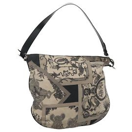 Borsa a spalla Salvatore Ferragamo in tela grigia nera argento autentica bs22485