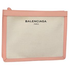 Borsa a mano BALENCIAGA in tela rosa e bianca 410119 Auth bs22154
