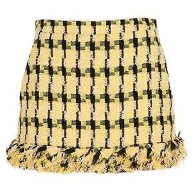 Falda-pantalón de tweed de algodón amarillo Moschino - Años 2000