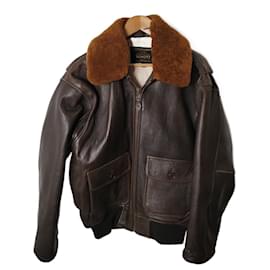 Schott Lederjacke Herren Hellbraun Dunkelbraun
