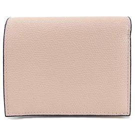 Portefeuille bi-fold en cuir rose Valextra