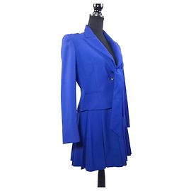Traje azul elegante vintage de los 90, Estado de Claude Montana