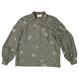 Mila Shön Blusa floral de seda verde vintage Mila Schon