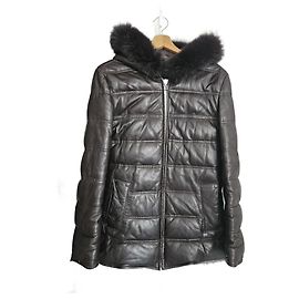 Apostrophe Leather Down Parka Dark Brown