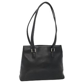 CHANEL Shoulder Bag Leather Black CC Auth bs22384