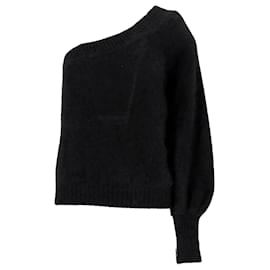 Alberta Ferretti Ein-Schulter-Pullover aus schwarzer Wolle