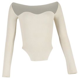 Khaite Maddy Gestrickter Off-Shoulder-Top aus Ivorfarbenem Viskose