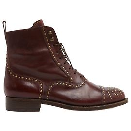 Botines Sartore EU38 de cuero burdeos y cordones de caracol, botines UK5 US7.5