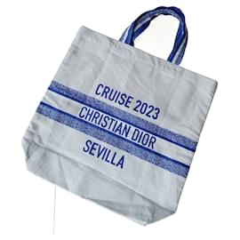 Dior Tote Bag aus Baumwolle Weiß Blau