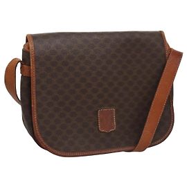 Céline Borsa a spalla in tela Macadam CELINE in pelle PVC marrone Auth BA242
