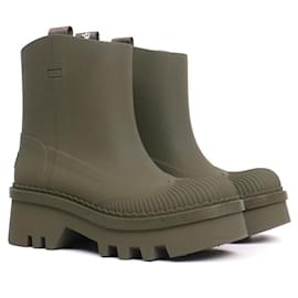 CHLOÉ - Botas de lluvia Chloé Raina en goma caqui (talla 36)