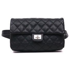 CHANEL - Borsa a cintura Chanel 2.55 in pelle nera grana