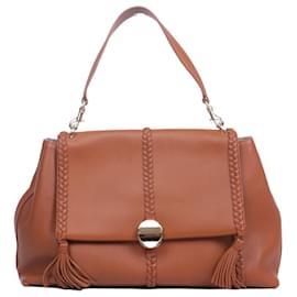 CHLOÉ - Bolso de hombro Chloé Penelope GM en cuero granulado marrón
