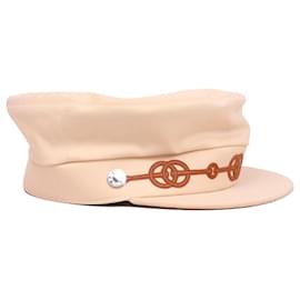 HERMÈS - Hermès Cabourg Cliquetis Cap aus cremigem weißen Baumwollstoff (Größe 59)
