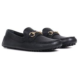 GUCCI - Mocassini Horsebit Gucci in pelle nera grana (T44)