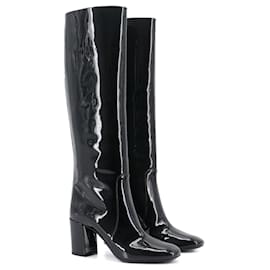 SAINT LAURENT - Saint Laurent Stiefel aus schwarzem Lackleder (Größe 37)