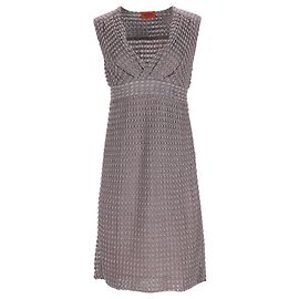 Abito mini in viscosa marrone a collo profondo lavorato a maglia Missoni