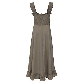 Ganni Vestido midi de seersucker con volantes y fruncido en algodón multicolor