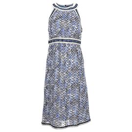 Vestido midi de punto con cuello halter Missoni en viscosa azul