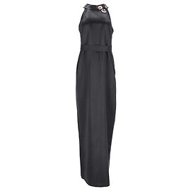 Vestido maxi con cuello halter adornado Emilio Pucci en seda negra