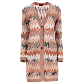 Missoni Zigzag langes Strickjacke mit Knöpfen aus mehrfarbigem Viskose