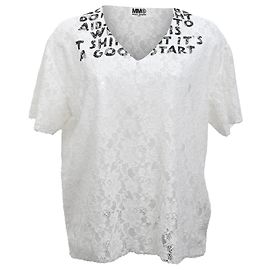 Maison Martin Margiela Blusa in pizzo bianco in poliestere di Maison Margiela per beneficenza