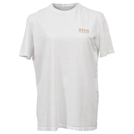 Camiseta de algodón blanco con estampado del logo Golden Goose