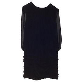 Saint Laurent Velvet Mini Dress in Black Viscose 