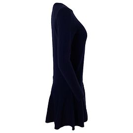 Vestido Mini Ganni en Lana Merino Azul Marino