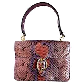 Gucci 1973 Pythonhaut Handtasche braun dunkelrot lila