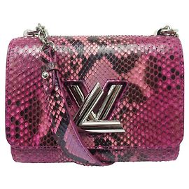 BORSA A MANO LOUIS VUITTON TWIST PM IN PELLE DI PITONE ROSA