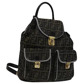 Zaino in tela Zucca FENDI marrone nero oro Auth 111351