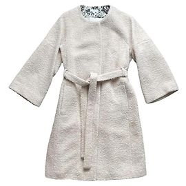 Blancs Manteaux Wollmantel mit Alpaka Boucle Rosa