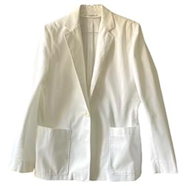 Langer Blazer 70/80er Guy Laroche 38/40 aus gemischter Baumwolle in Weiß