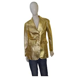 Moschino Cheap & Chic Gold Leather Blazer Jacket - Moschino Cheap And Chic