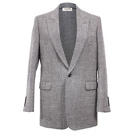 Céline Blazer a un bottone Celine in lana grigia