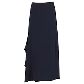 Falda maxi con volantes Max Mara en lana azul marino